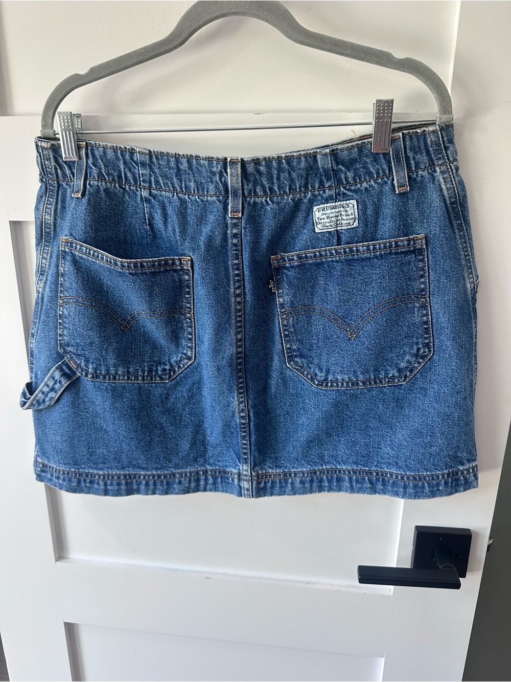 Levi's vintage medium-wash denim carpenter micro mini skirt 12 90’s Y2K